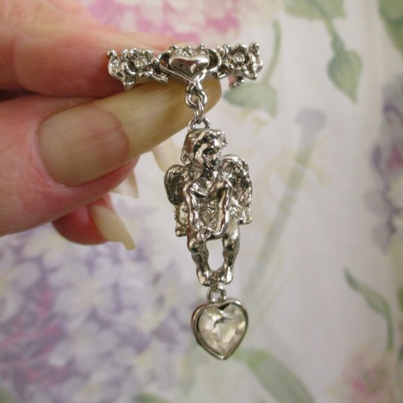 KIRK'S FOLLY Cherub Floral Heart Jewelry Set ~ Vintage Winged Cherub Set - Picture 7 of 14